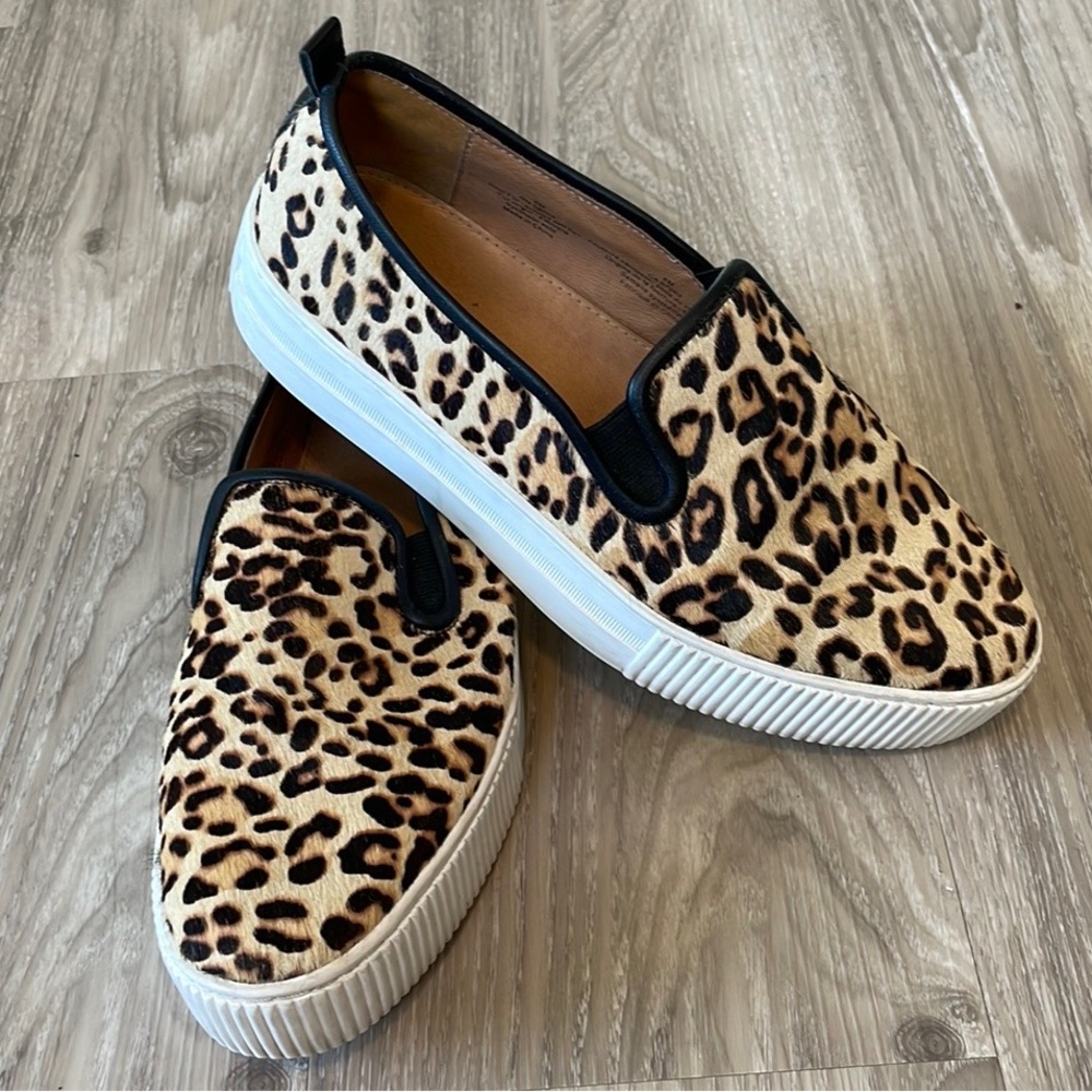 Halogen Nordstrom Calf Hair Cheetah Print Platform Slide on Sneakers